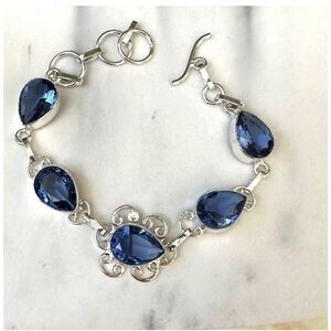 Silver blue crystal bracelet